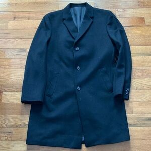 Kenneth Cole Reaction - Men’s Solid Black Overcoat - 44L